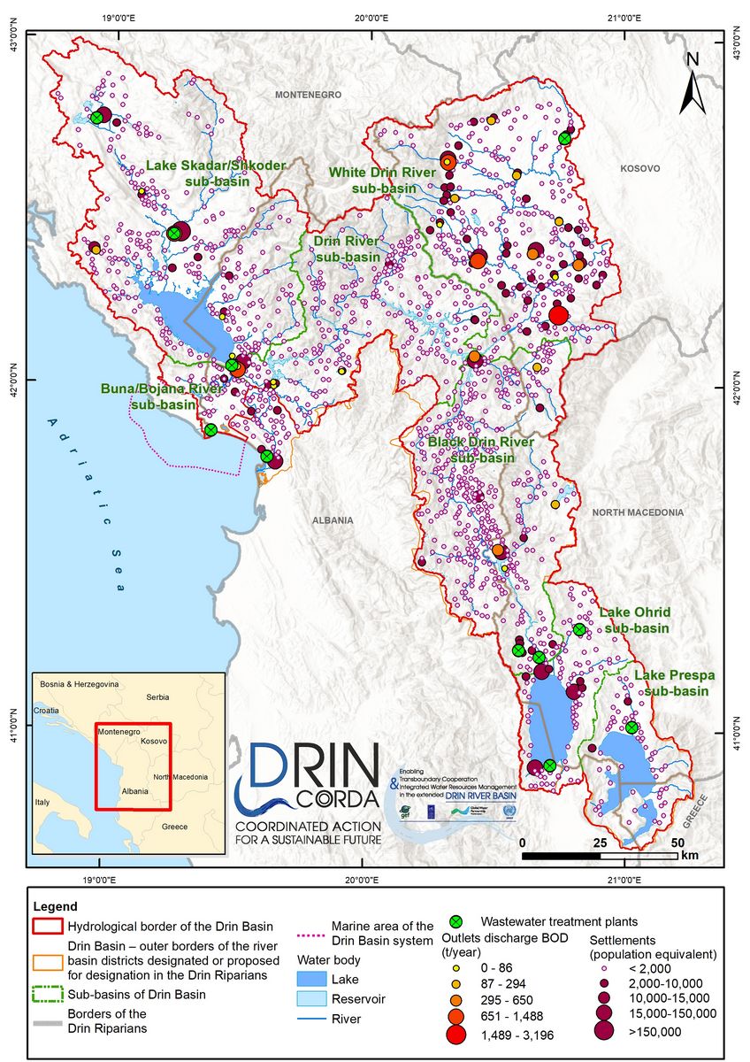 2_6 Wastewater treatment plants, outlets (recorded) and BOD discharge in the Drin Basin